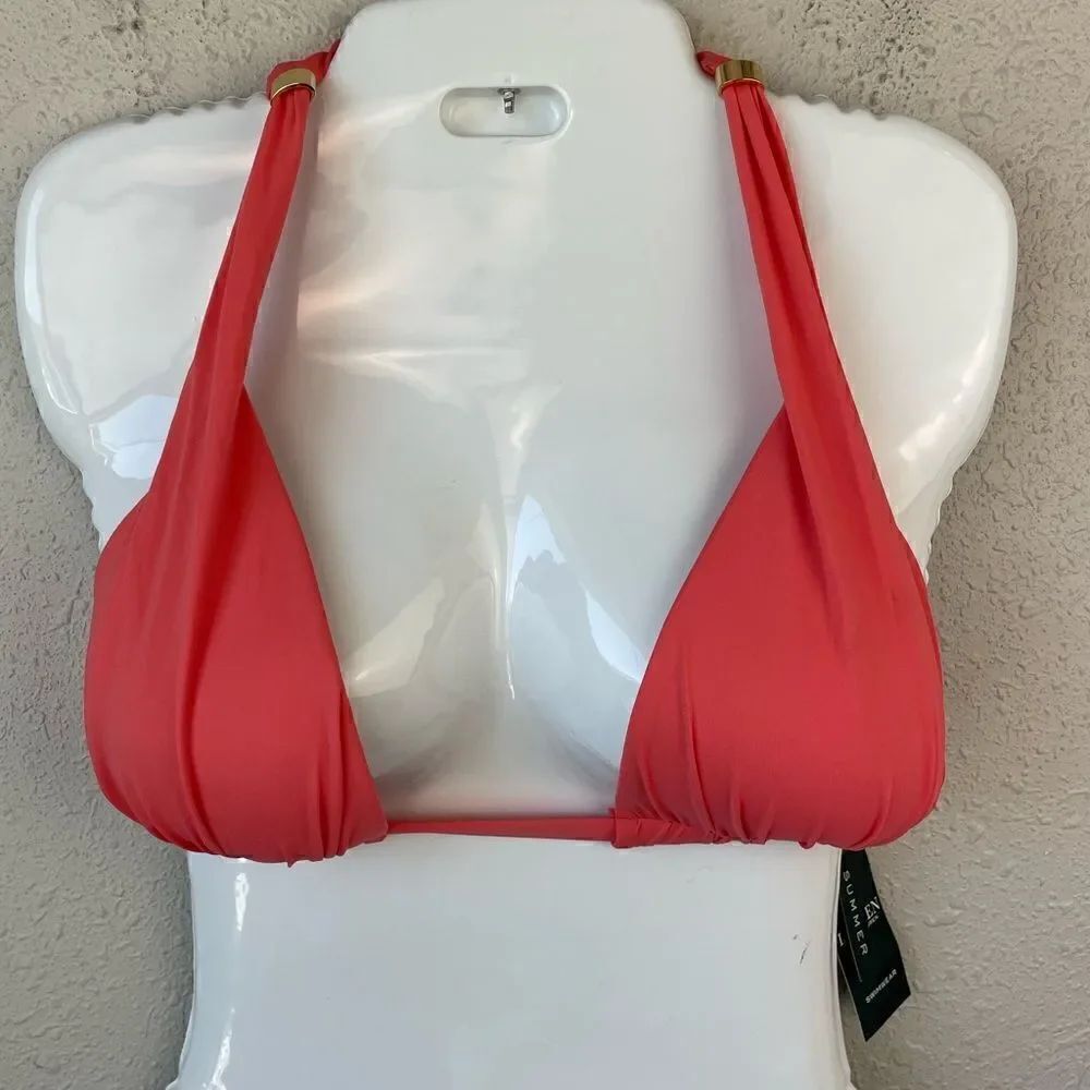 NWT Lauren Ralph Lauren Coral Orange Bikini Top Sizes 8, 10, or 14